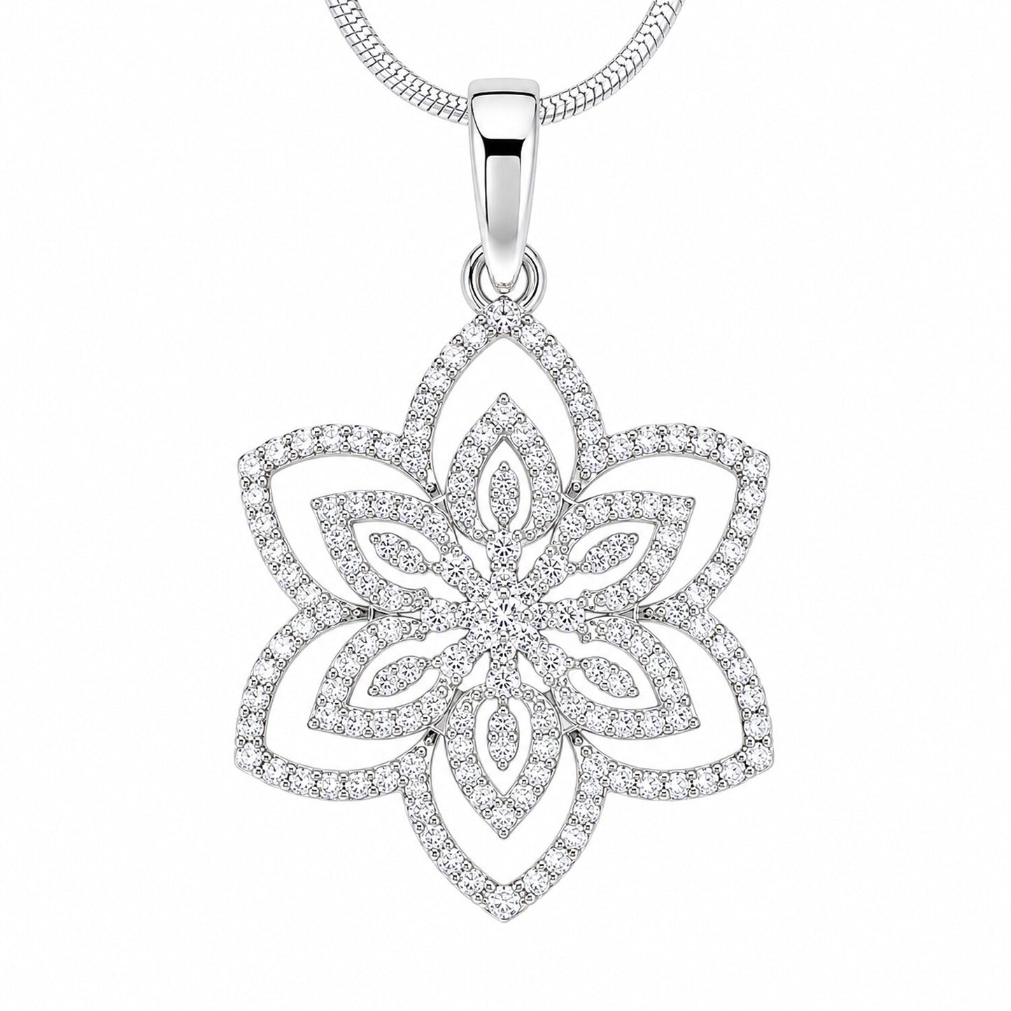 IGI Certified Lab Grown Diamond Round-Cut Micro-Pave Cluster Pendant Necklace — 14K/18K Solid Gold, Adjustable Chain