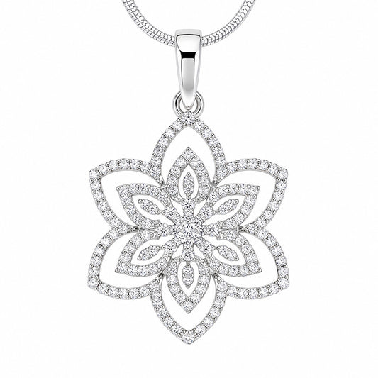 IGI Certified Lab Grown Diamond Round-Cut Micro-Pave Cluster Pendant Necklace — 14K/18K Solid Gold, Adjustable Chain