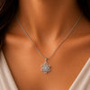 IGI Certified Lab Grown Diamond Round-Cut Micro-Pave Cluster Pendant Necklace — 14K/18K Solid Gold, Adjustable Chain