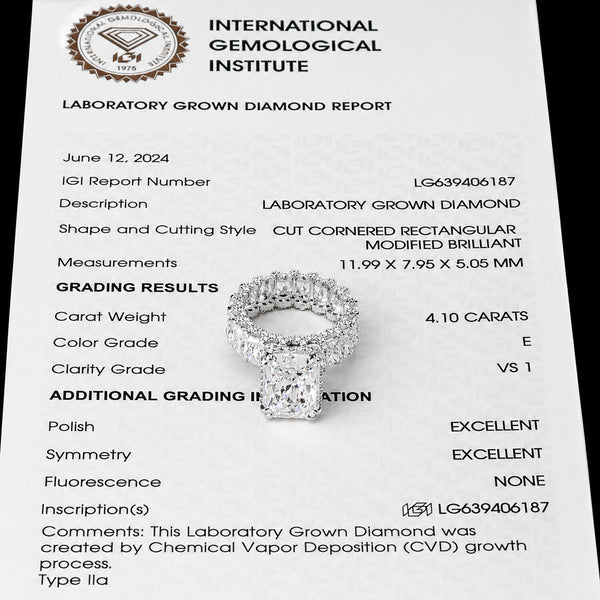 IGI Certified Lab Grown Diamond 5.06ct Round Solitaire Ring — 14K/18K Solid Gold