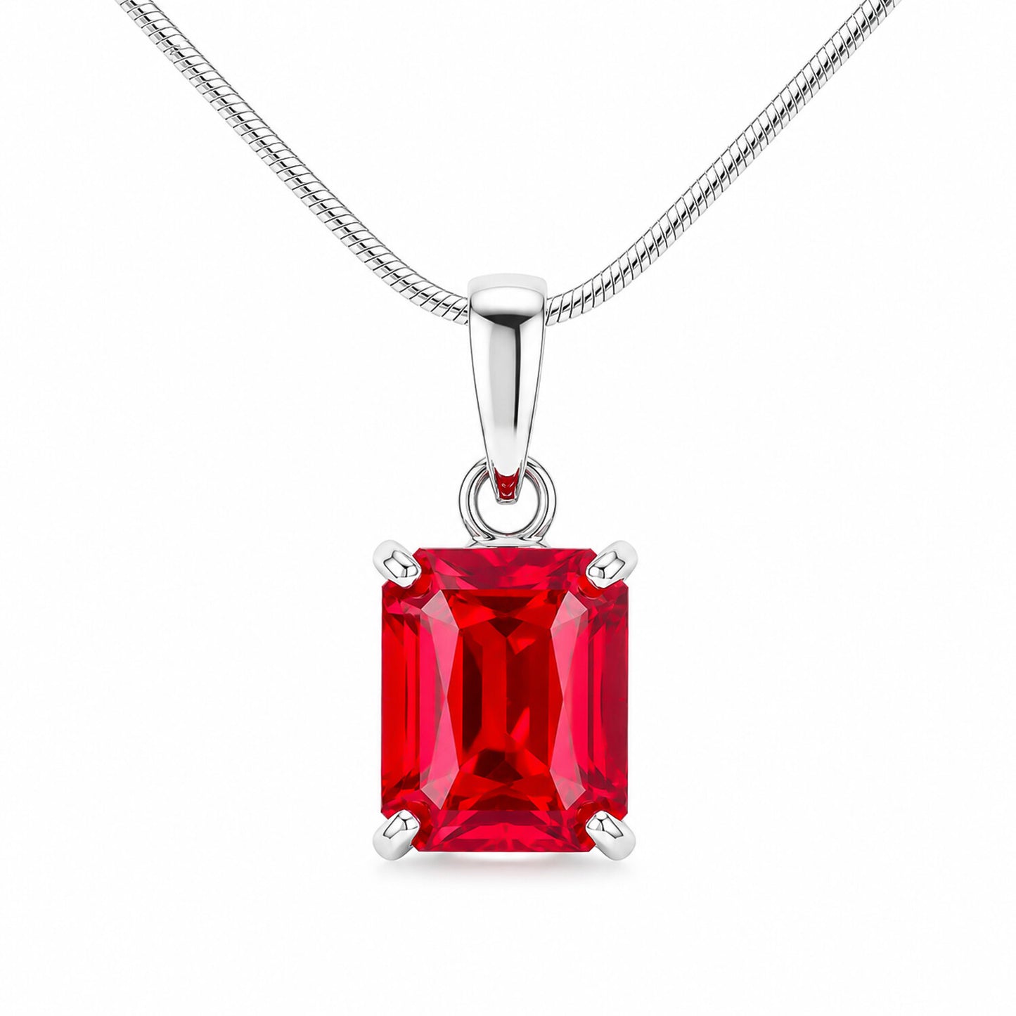 IGI Certified Lab Grown Fancy Red Diamond Emerald-Cut Solitaire Pendant Necklace — 14K/18K Solid Gold, Adjustable Chain
