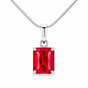 IGI Certified Lab Grown Fancy Red Diamond Emerald-Cut Solitaire Pendant Necklace — 14K/18K Solid Gold, Adjustable Chain