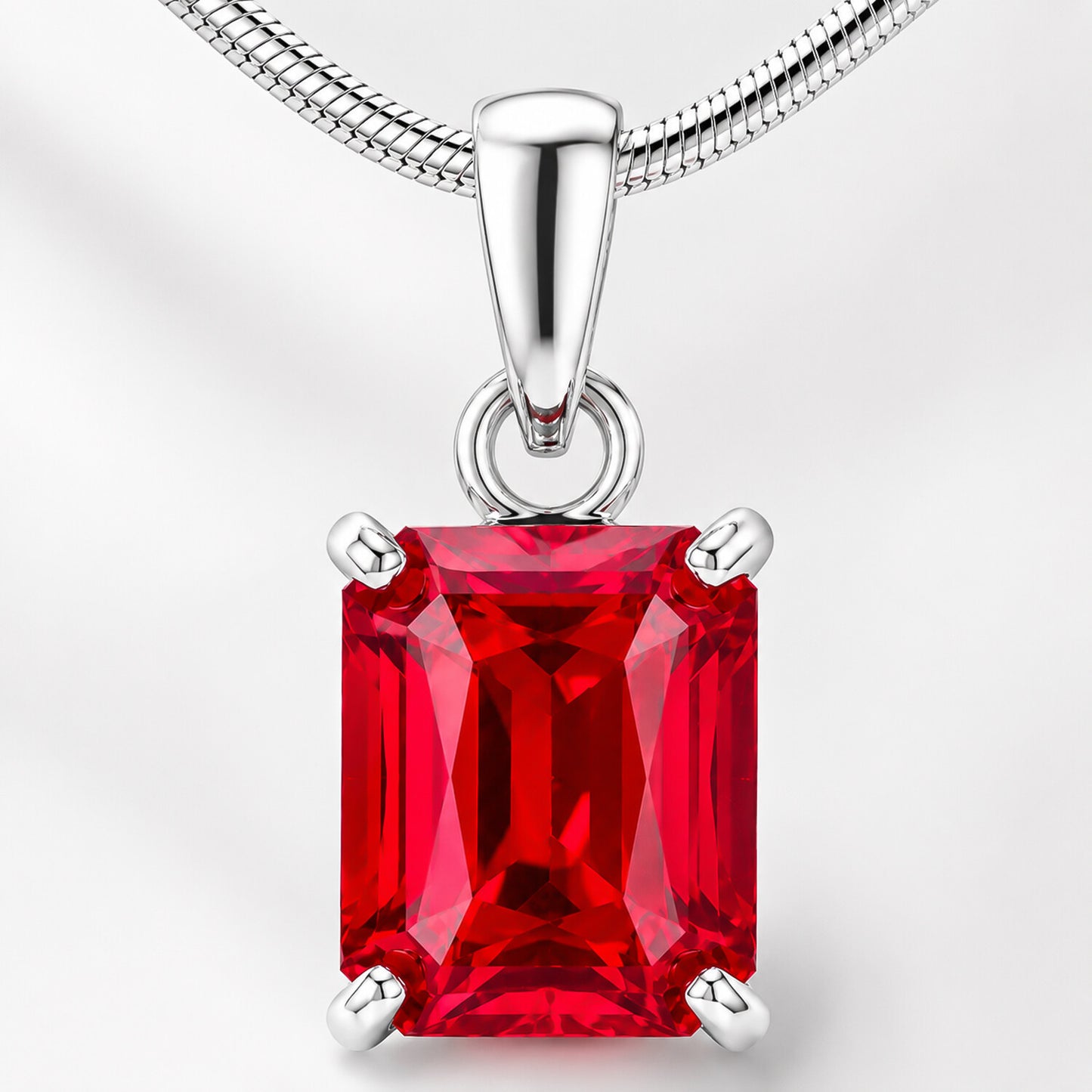 IGI Certified Lab Grown Fancy Red Diamond Emerald-Cut Solitaire Pendant Necklace — 14K/18K Solid Gold, Adjustable Chain