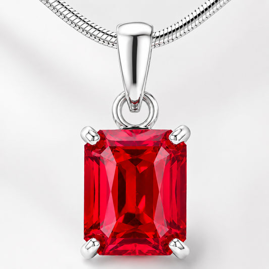 IGI Certified Lab Grown Fancy Red Diamond Emerald-Cut Solitaire Pendant Necklace — 14K/18K Solid Gold, Adjustable Chain