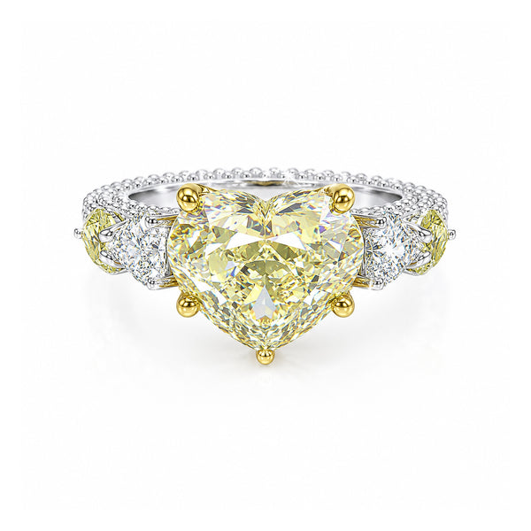 IGI Certified Lab Grown Diamond 3.7ct Heart Five-Stone Statement Ring — 14K/18K Solid Gold
