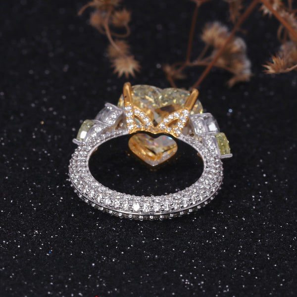 IGI Certified Lab Grown Diamond 3.7ct Heart Five-Stone Statement Ring — 14K/18K Solid Gold