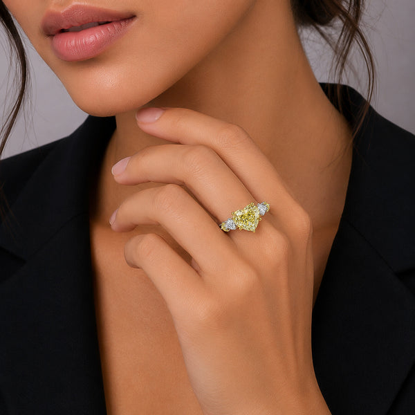 IGI Certified Lab Grown Diamond 3.7ct Heart Five-Stone Statement Ring — 14K/18K Solid Gold