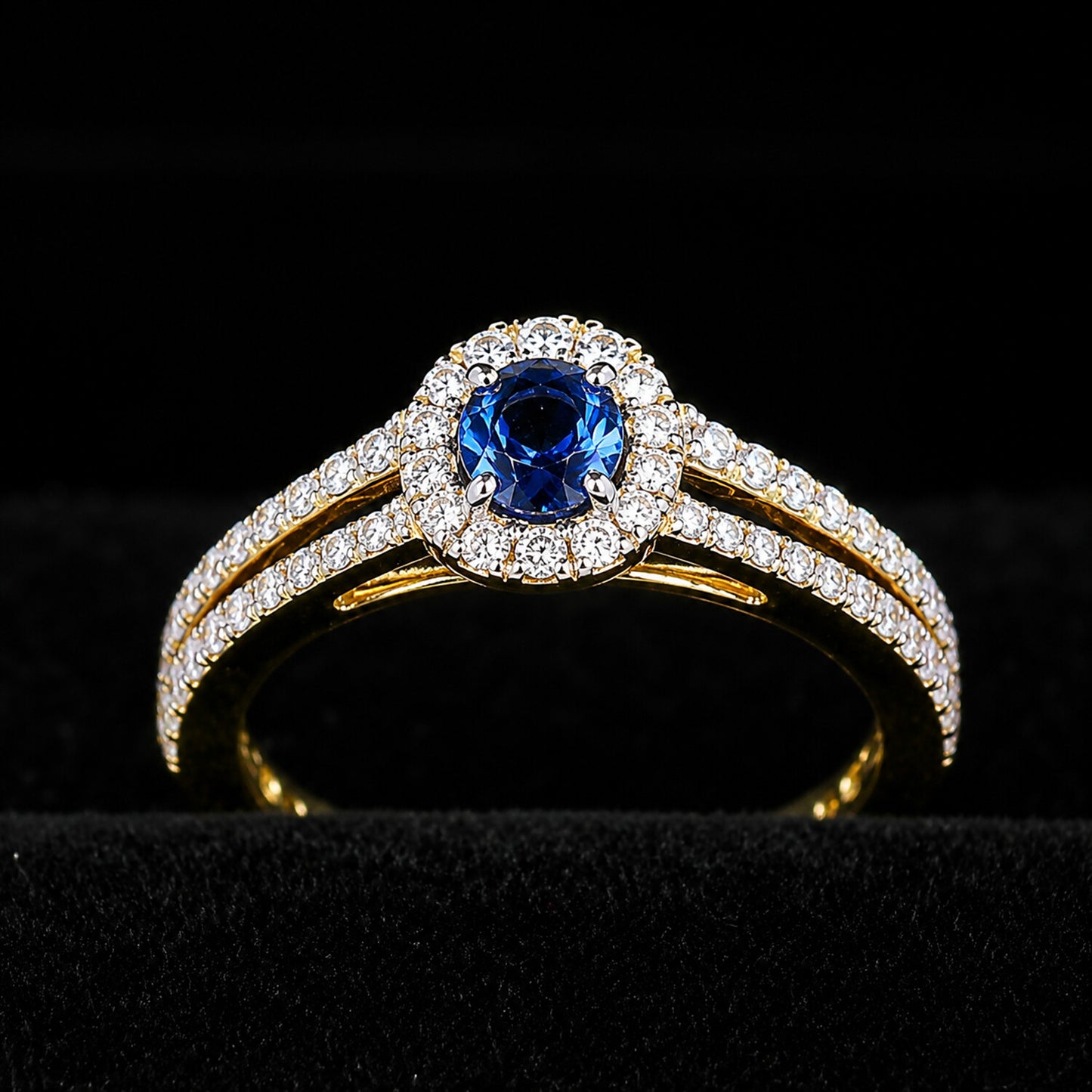 GIA-Style Certified Natural Diamond 0.84ct Round Pavé Halo Ring — 14K/18K Solid Gold