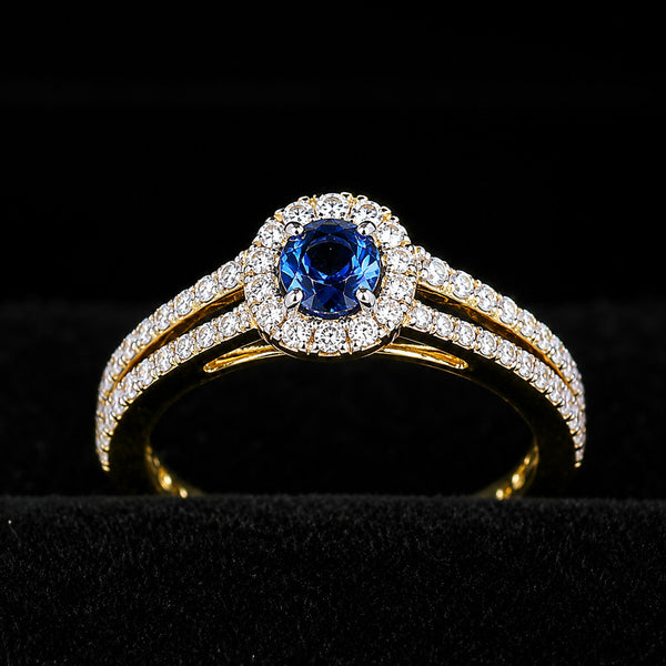 GIA-Style Certified Natural Diamond 0.84ct Round Pavé Halo Ring — 14K/18K Solid Gold