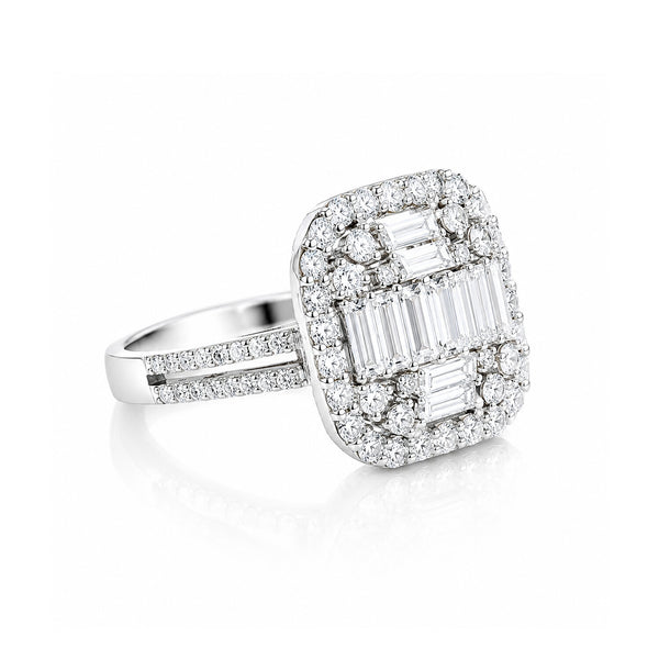 IGI Certified Lab Grown Diamond 1.68ct Emerald Halo with Pavé Shank Ring — 14K/18K Solid Gold