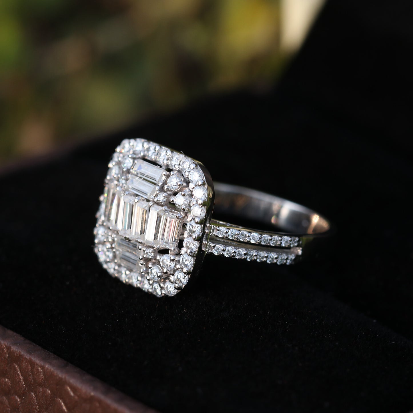IGI Certified Lab Grown Diamond 1.68ct Emerald Halo with Pavé Shank Ring — 14K/18K Solid Gold