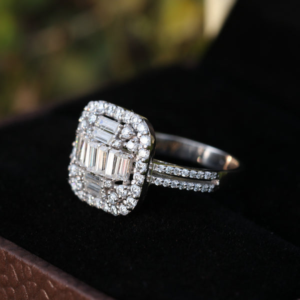 IGI Certified Lab Grown Diamond 1.68ct Emerald Halo with Pavé Shank Ring — 14K/18K Solid Gold