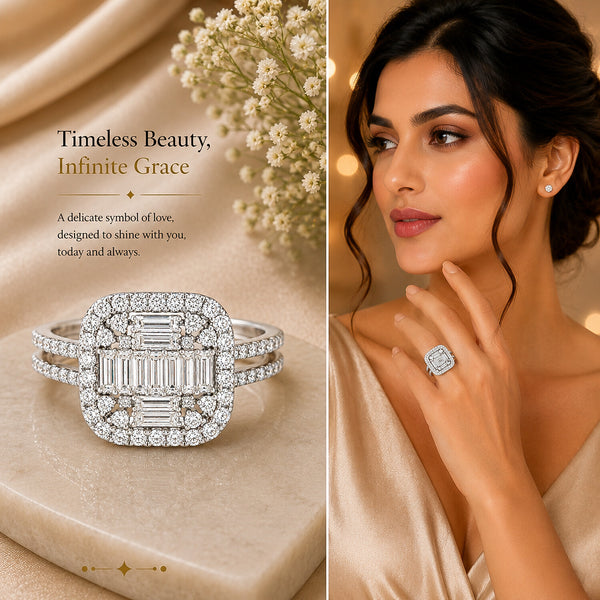 IGI Certified Lab Grown Diamond 1.68ct Emerald Halo with Pavé Shank Ring — 14K/18K Solid Gold