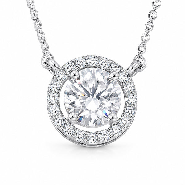 IGI Certified Lab Grown Diamond Round-Cut Cluster Pendant Necklace — 14K/18K Solid Gold, Adjustable Chain