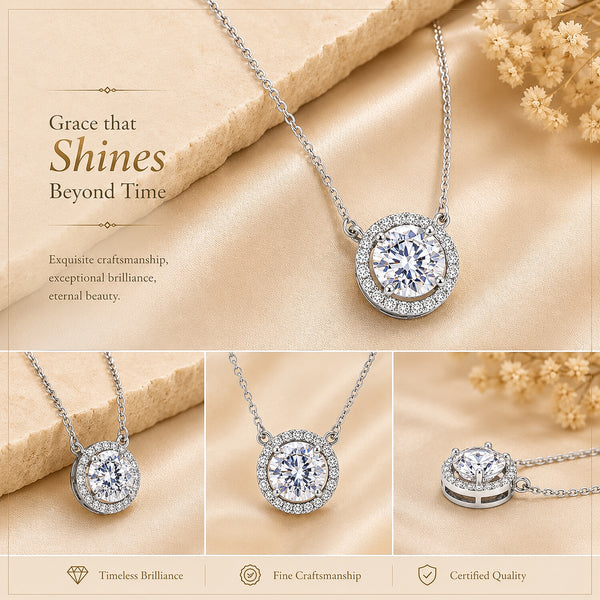 IGI Certified Lab Grown Diamond Round-Cut Cluster Pendant Necklace — 14K/18K Solid Gold, Adjustable Chain