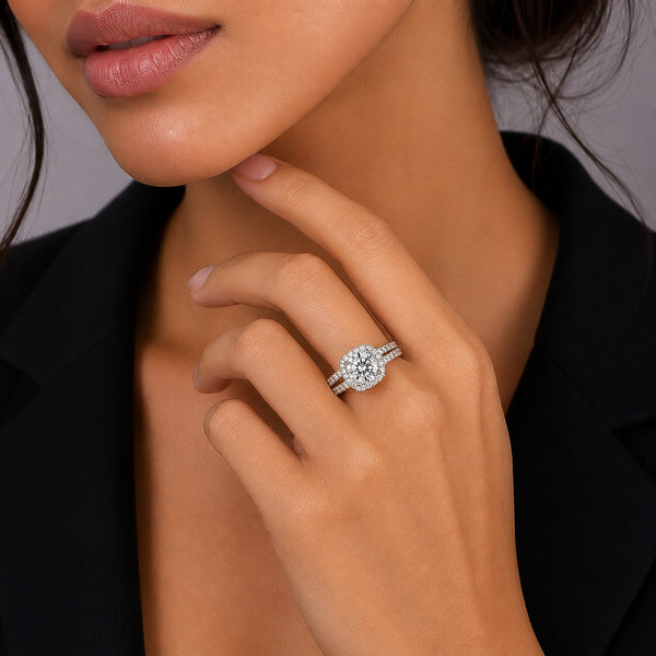 IGI Certified Lab Grown Diamond 0.96ct Round Pavé Diamond Band Ring — 14K/18K Solid Gold