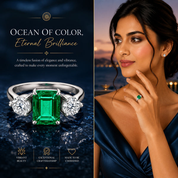 IGI Certified Lab Grown Diamond 0.7ct Emerald Three-Stone (Trilogy) Ring — 14K/18K Solid Gold