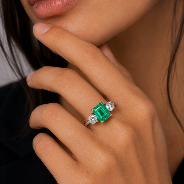 IGI Certified Lab Grown Diamond 0.7ct Emerald Three-Stone (Trilogy) Ring — 14K/18K Solid Gold