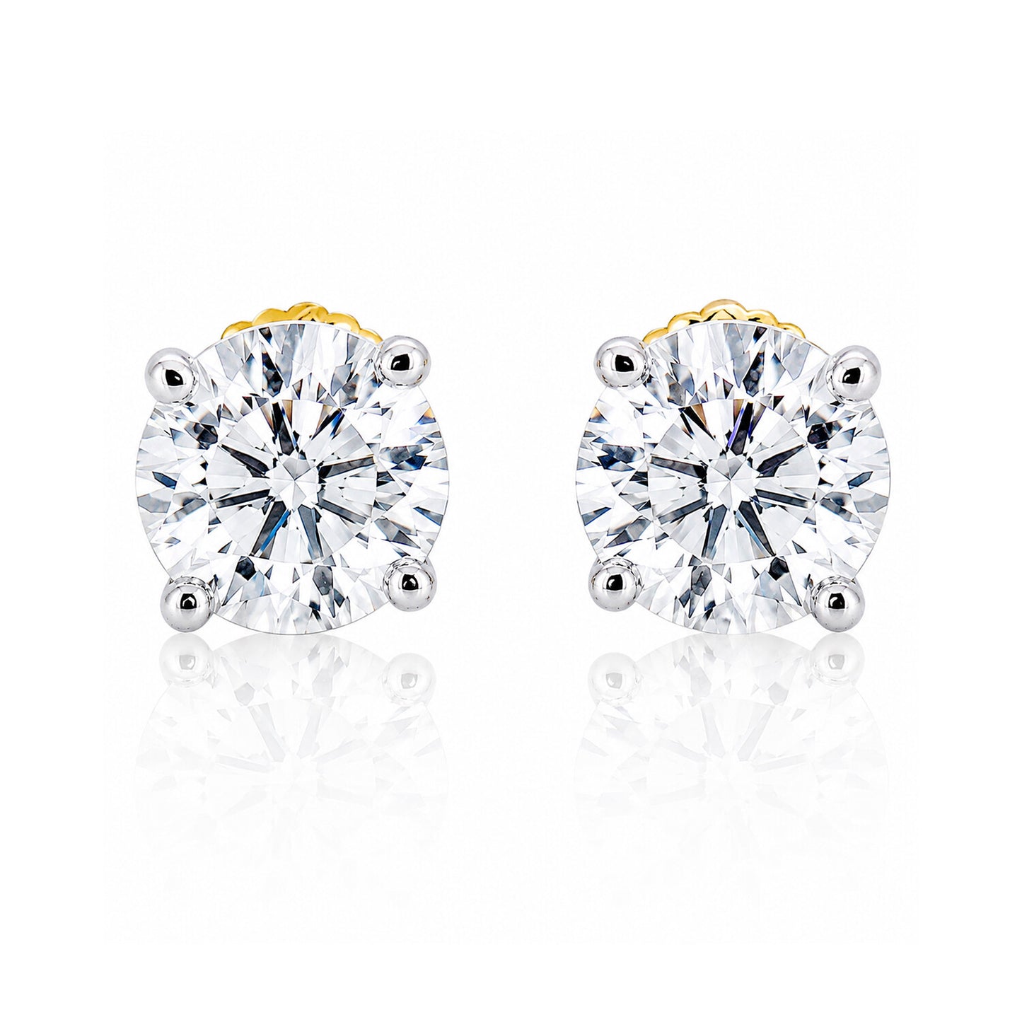 Lab Grown Diamond Accent Round Stud Earrings — Solid 14K / 18K Gold