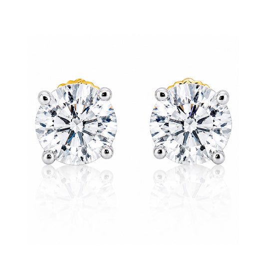 Lab Grown Diamond Accent Round Stud Earrings — Solid 14K / 18K Gold