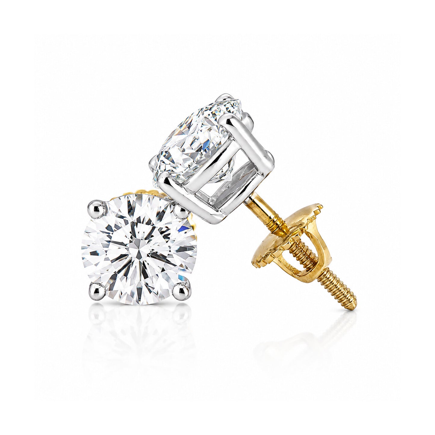 Lab Grown Diamond Accent Round Stud Earrings — Solid 14K / 18K Gold