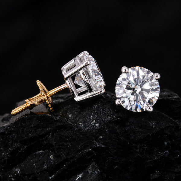Lab Grown Diamond Accent Round Stud Earrings — Solid 14K / 18K Gold