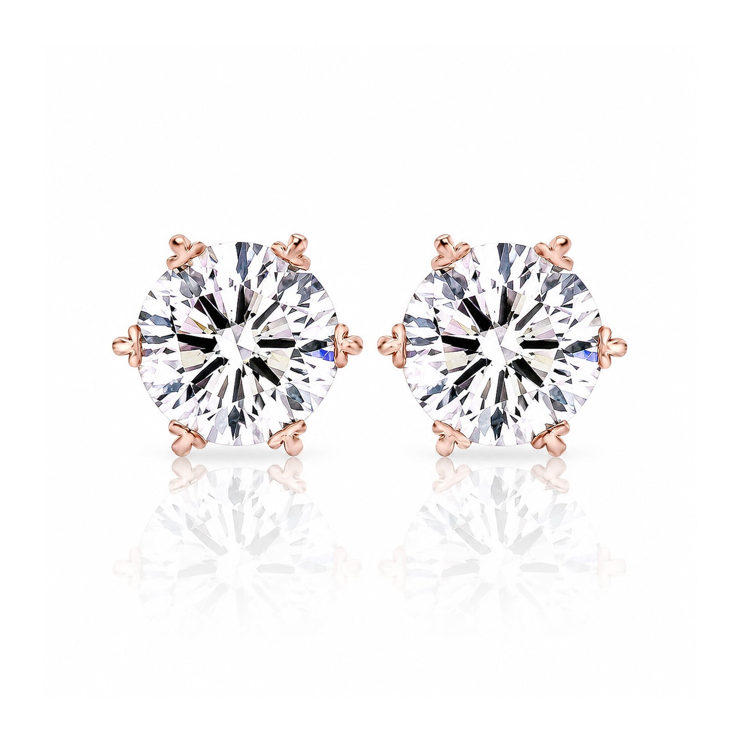 Lab Grown Diamond Accent Round Stud Earrings — Solid 14K / 18K Gold
