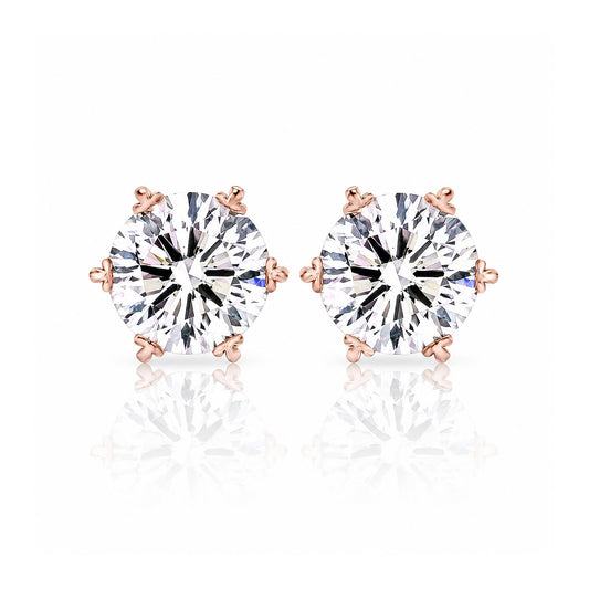 Lab Grown Diamond Accent Round Stud Earrings — Solid 14K / 18K Gold