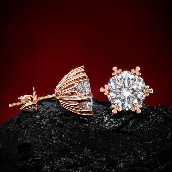 Lab Grown Diamond Accent Round Stud Earrings — Solid 14K / 18K Gold