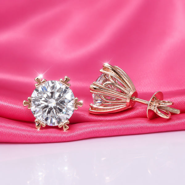 Lab Grown Diamond Accent Round Stud Earrings — Solid 14K / 18K Gold