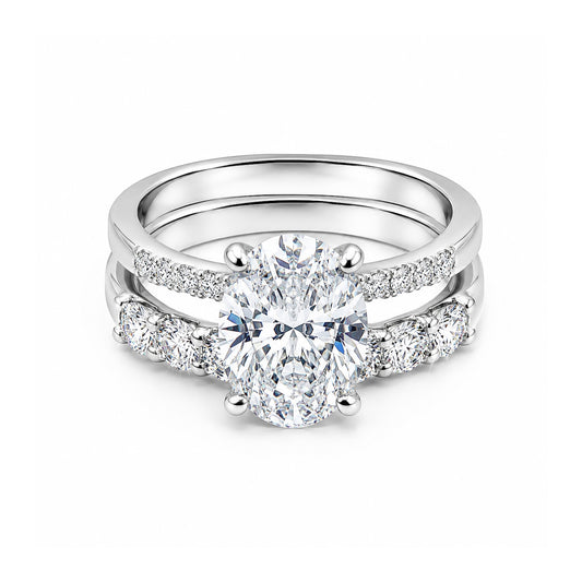 IGI Certified Lab Grown Diamond Oval-Cut Pave Cluster Ring — 18K Solid Gold