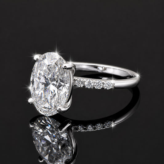 IGI Certified Lab Grown Diamond Oval-Cut Pave Cluster Ring — 14K/18K Solid Gold