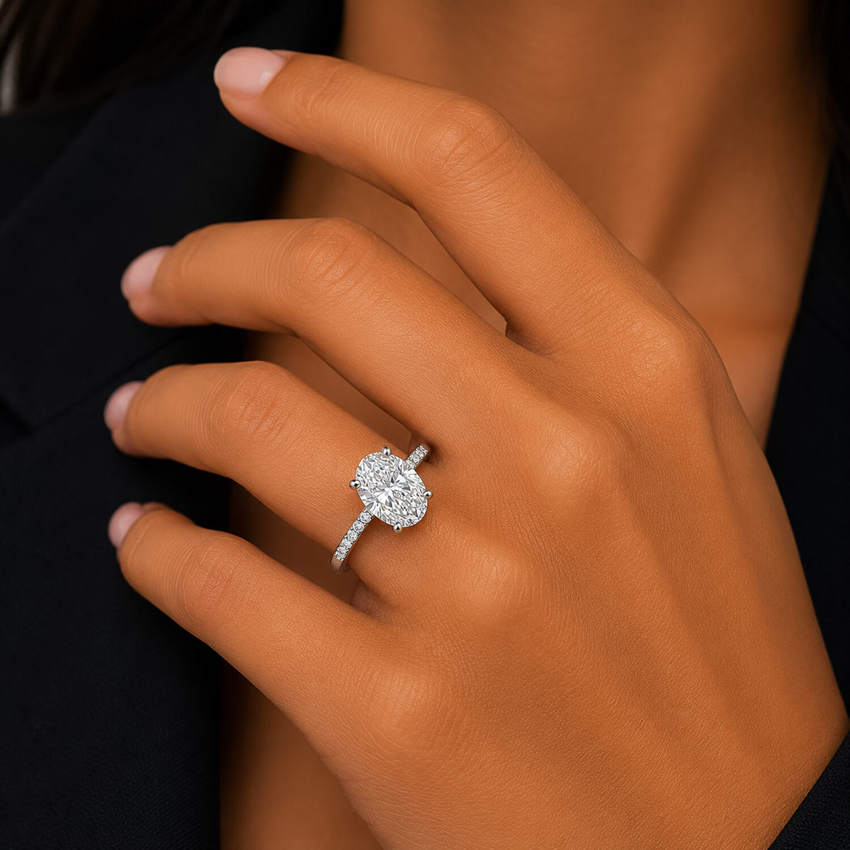 IGI Certified Lab Grown Diamond Oval Halo Ring, 0.28ct tw — 14K/18K Solid Gold