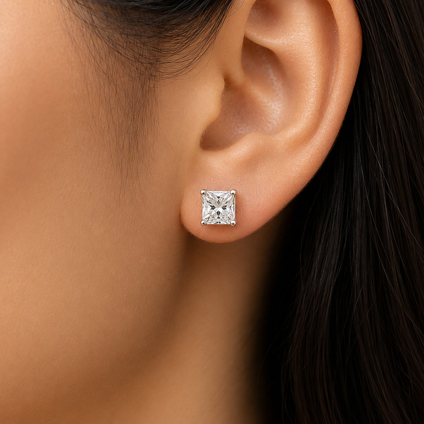 Lab Grown Diamond Accent Round Stud Earrings — Solid 14K / 18K Gold