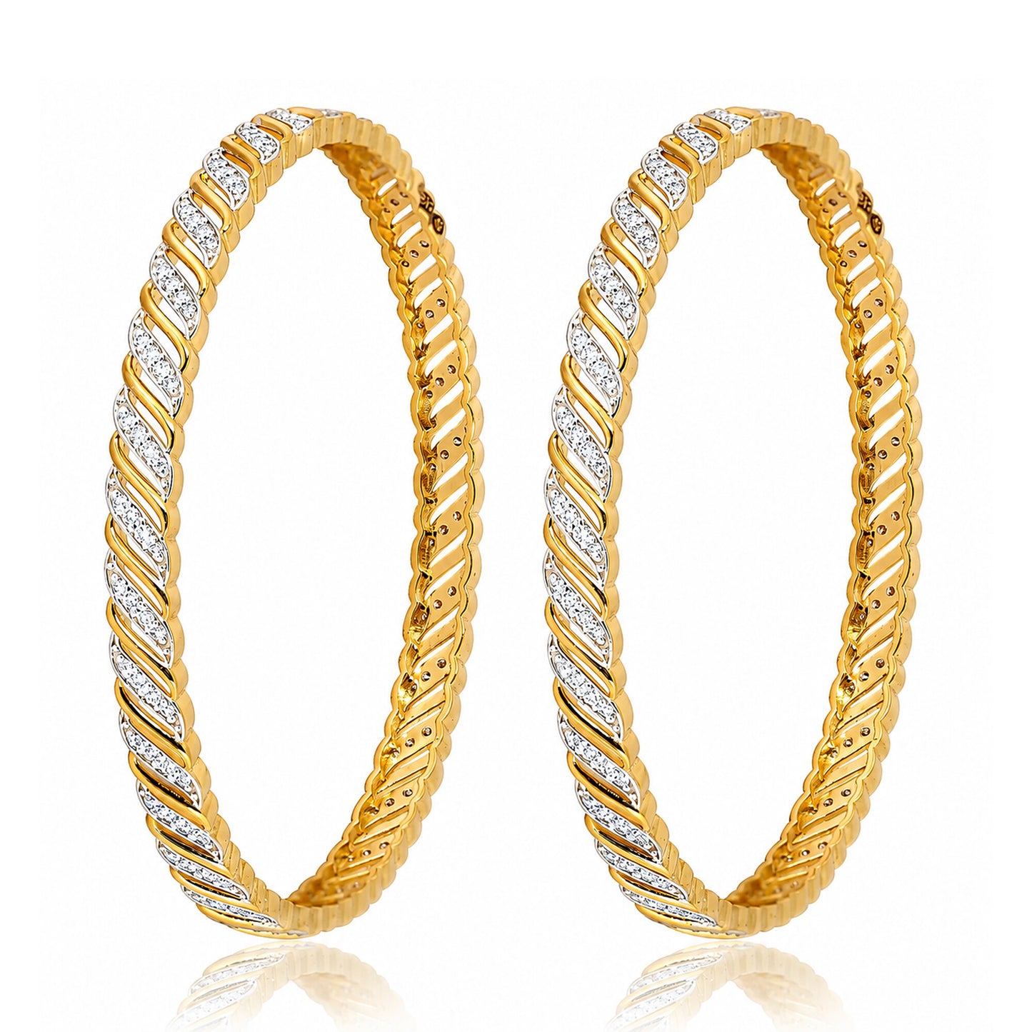 IGI Certified Lab Grown Diamond Pavé Cuff Bangle — 18K Solid Gold, 2.72 Carat