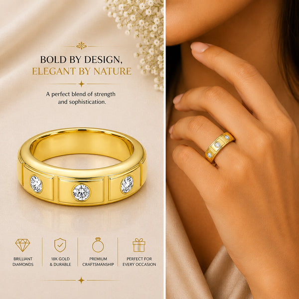IGI Certified Lab Grown Diamond Three-Stone Ring, 0.18ct tw — 14K/18K Solid Gold