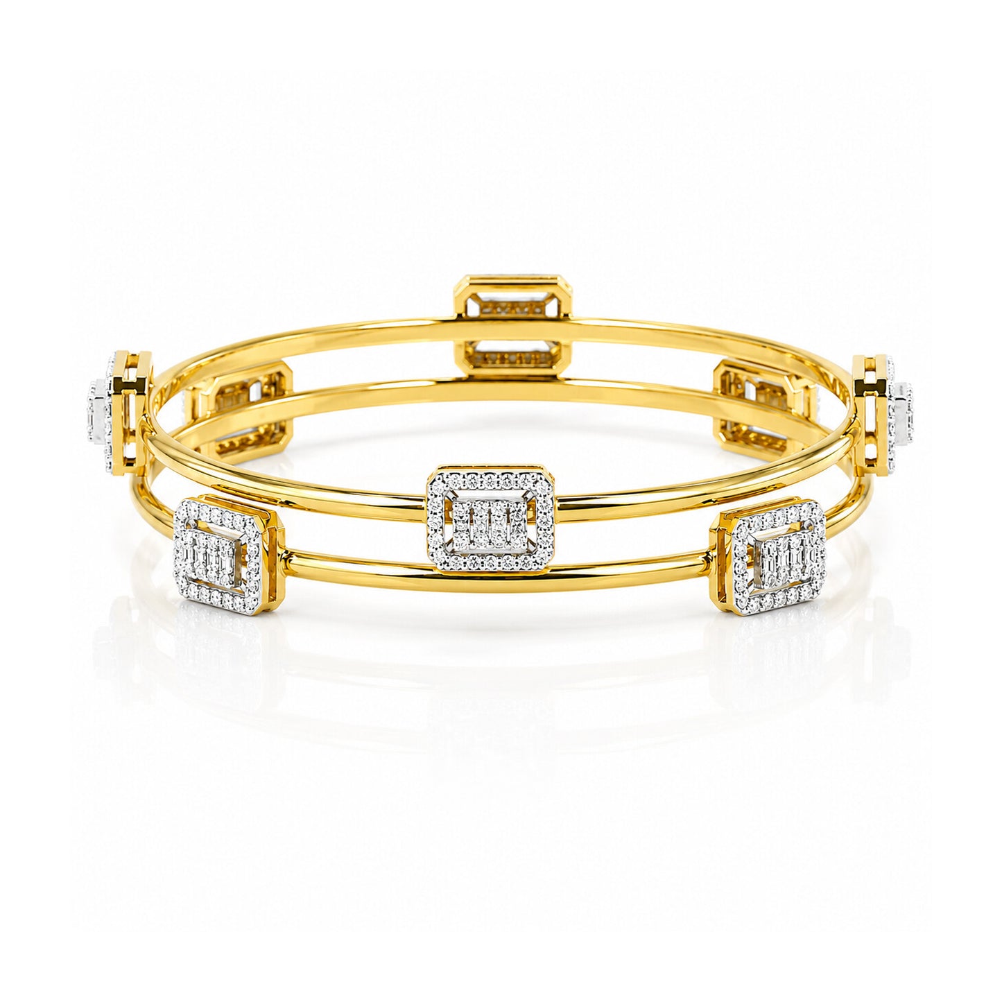 IGI Certified Lab Grown Diamond Dot Gold Bangle — 14K/18K Solid Gold, 1.87 Carat