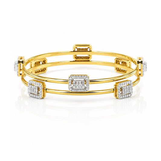 IGI Certified Lab Grown Diamond Dot Gold Bangle — 14K/18K Solid Gold, 1.87 Carat