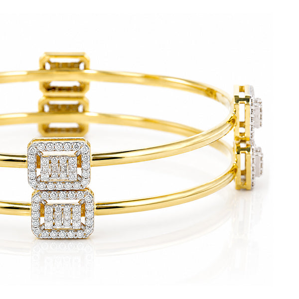 IGI Certified Lab Grown Diamond Dot Gold Bangle — 14K/18K Solid Gold, 1.87 Carat