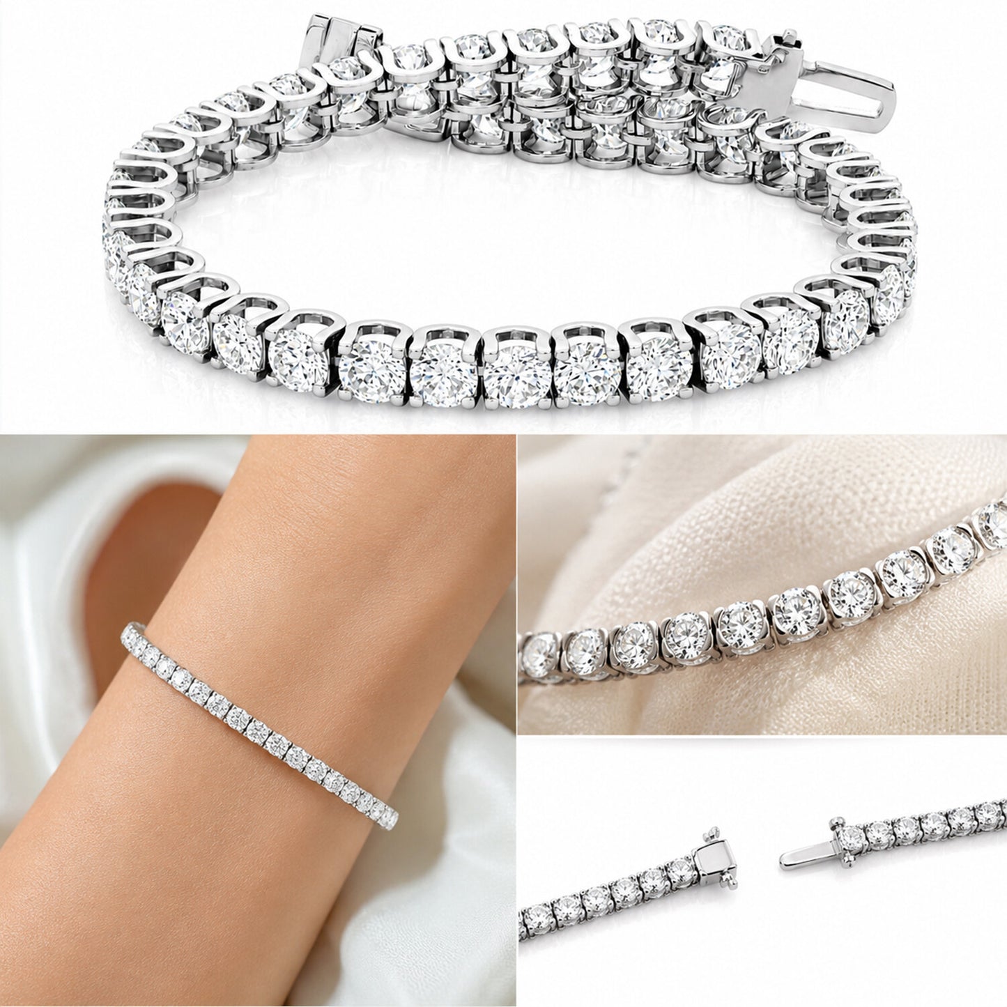 IGI Certified Lab Grown Diamond Tennis Bracelet — 18K Solid Gold, 5.4 Carat