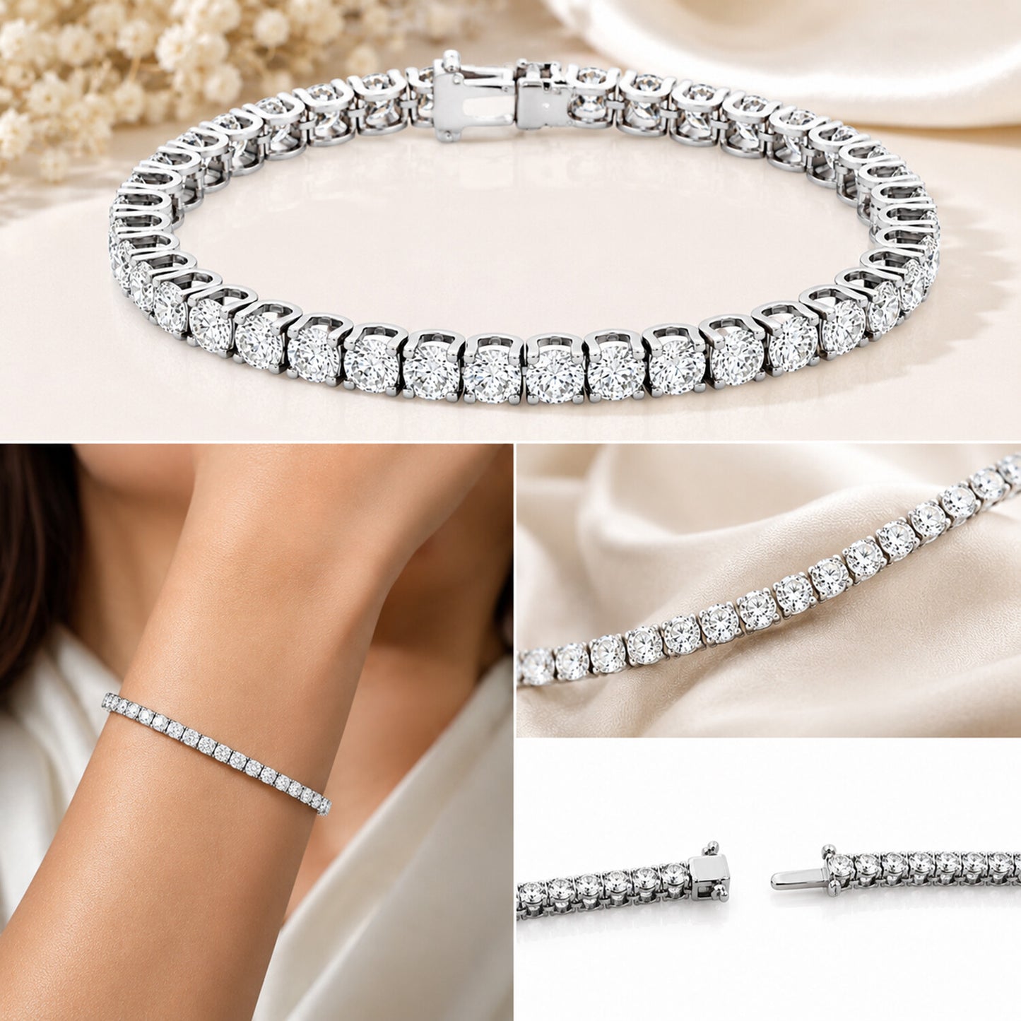 IGI Certified Lab Grown Diamond Tennis Bracelet — 18K Solid Gold, 5.4 Carat