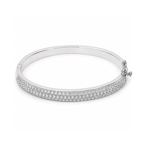 IGI Certified Lab Grown Diamond Half-Set Gold Bangle — 18K Solid Gold, 3.26 Carat