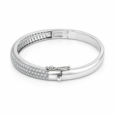 IGI Certified Lab Grown Diamond Half-Set Gold Bangle — 18K Solid Gold, 3.26 Carat