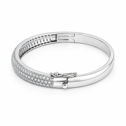 IGI Certified Lab Grown Diamond Half-Set Gold Bangle — 18K Solid Gold, 3.26 Carat