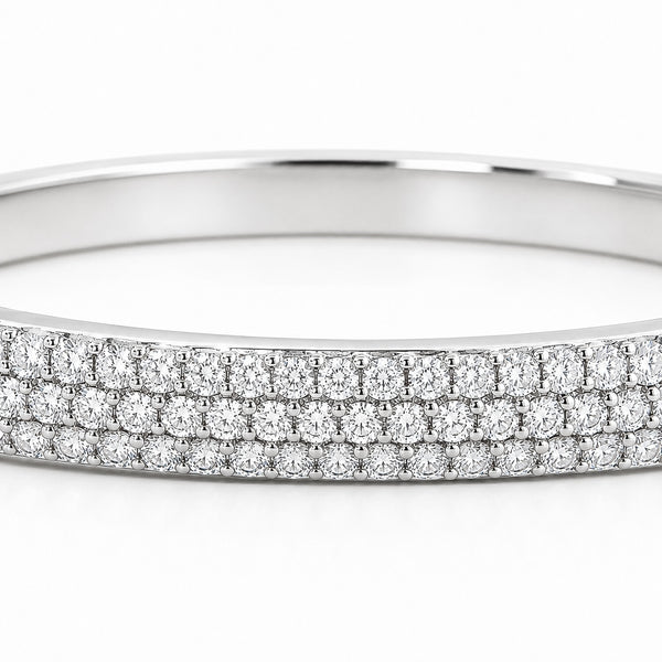 IGI Certified Lab Grown Diamond Half-Set Gold Bangle — 18K Solid Gold, 3.26 Carat