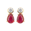 Lab Grown Ruby Pear Drop Earrings — Solid 18K Gold, IGI Certified