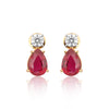 Lab Grown Ruby Pear Drop Earrings — Solid 18K Gold, IGI Certified