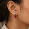 Lab Grown Ruby Pear Drop Earrings — Solid 18K Gold, IGI Certified
