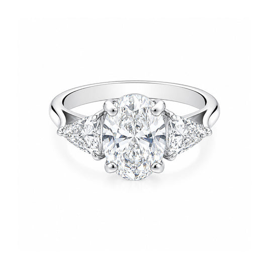IGI Certified Lab Grown Diamond Oval-Cut Three-Stone Ring — 18K Solid Gold