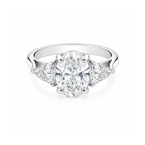 IGI Certified Lab Grown Diamond Oval-Cut Three-Stone Ring — 18K Solid Gold